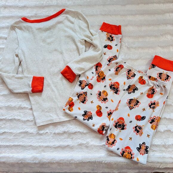 Boy’s PJ Essentials Thanksgiving/Turkey/Football LS Pajama Set Size 7 - Picture 3 of 6